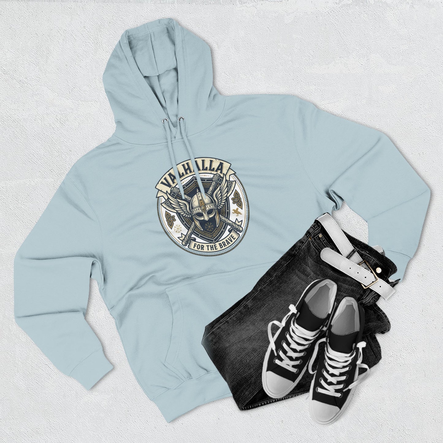 Viking Valhalla Skull Hoodie – "For the Brave" Graphic Fleece Hoodie