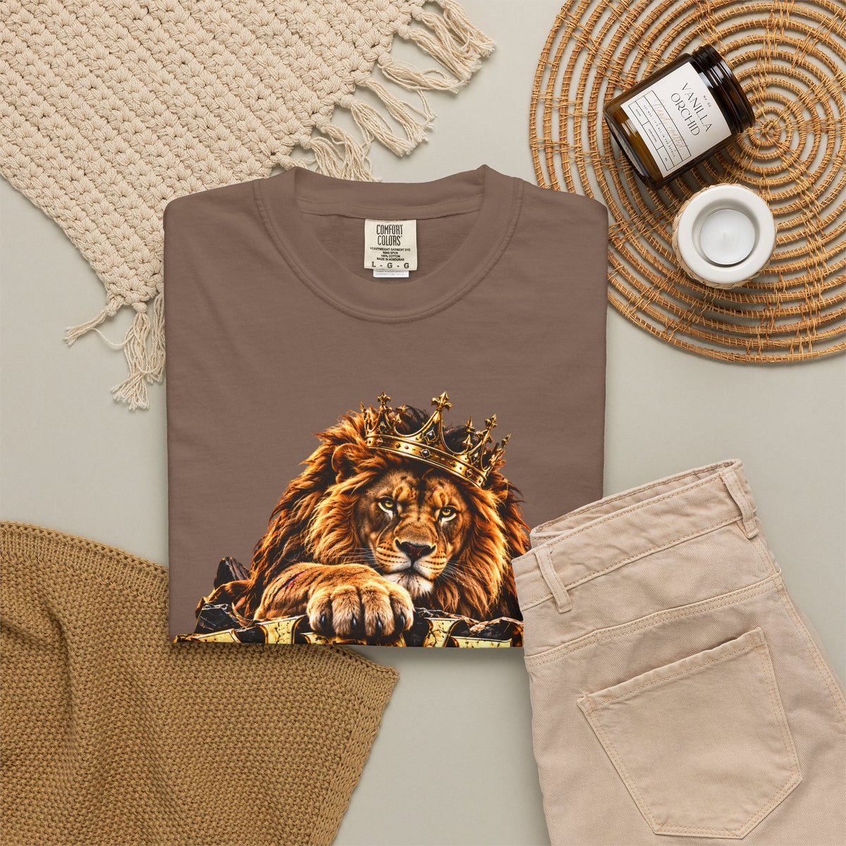 Lion Graphic T-Shirt — "Never Give Up: Great Things Take Time" Motivational Tee