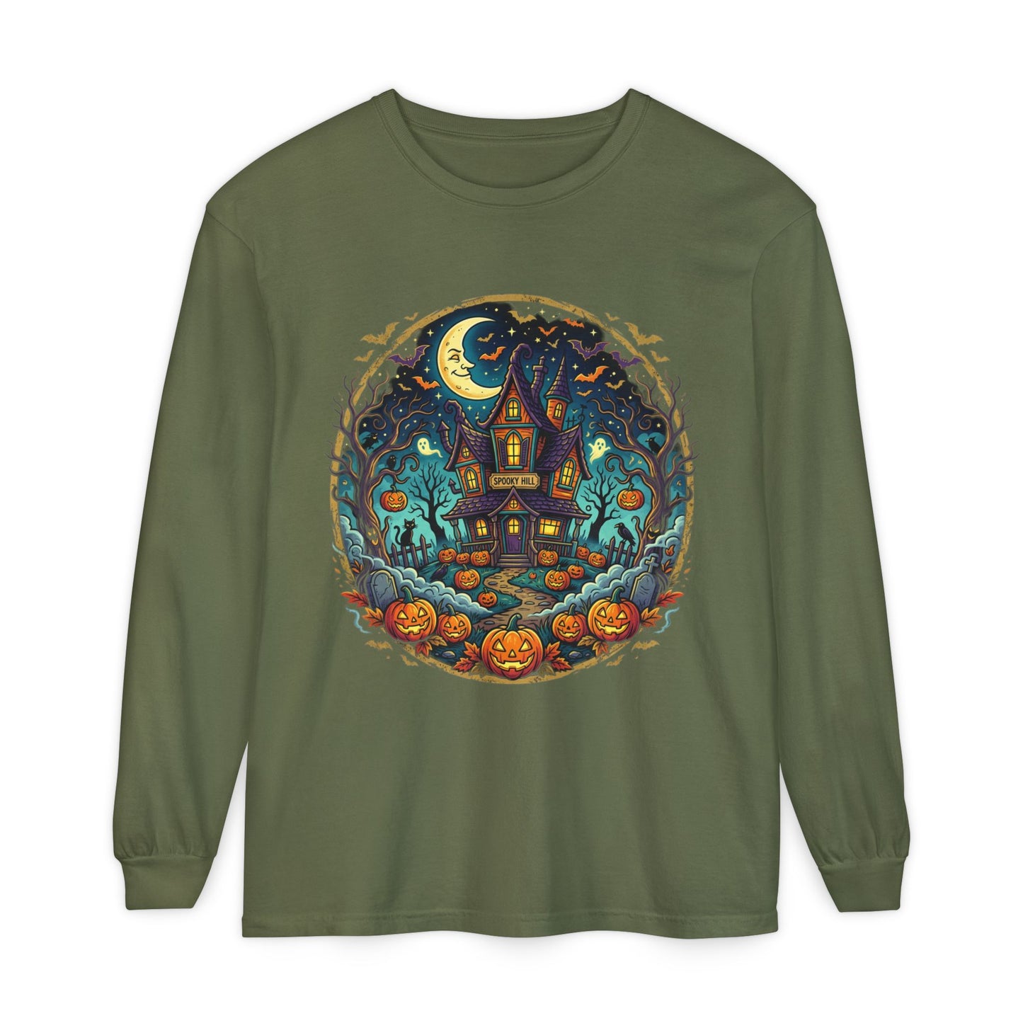 Haunted House Halloween Long Sleeve Tee
