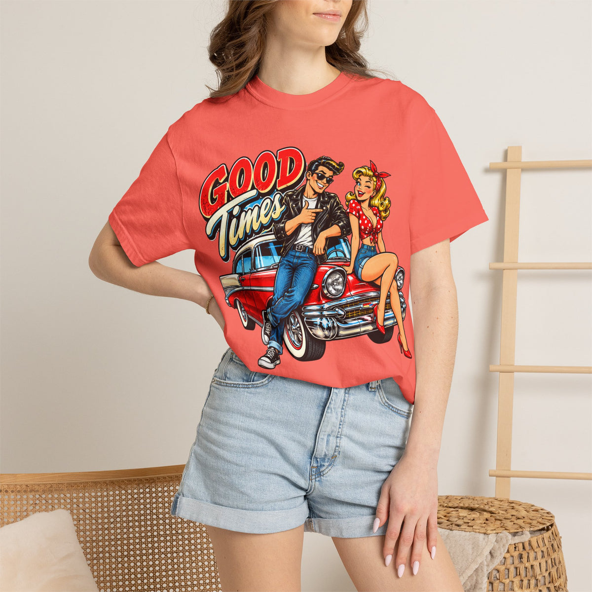 Good Times Retro Car Tee — Vintage 1950s Rockabilly Graphic T‑Shirt