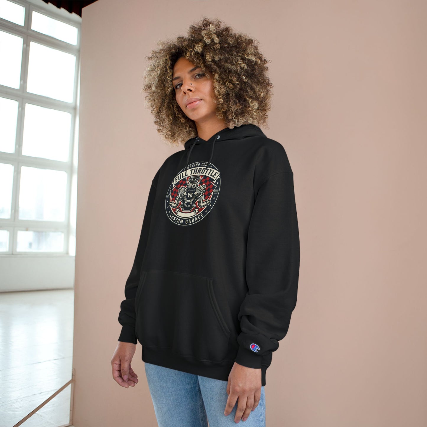 Full Throttle Champion Hoodie — Vintage Racing Graphic