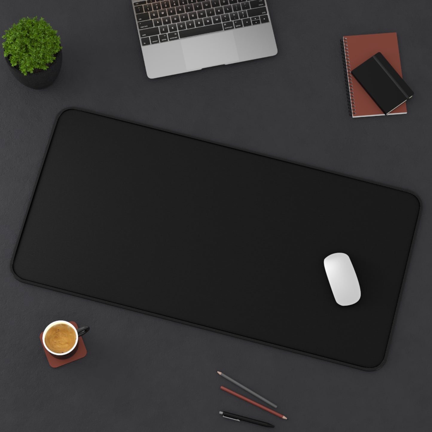 Solid Black Desk Mat | Large Mouse Pad, Waterproof Surface