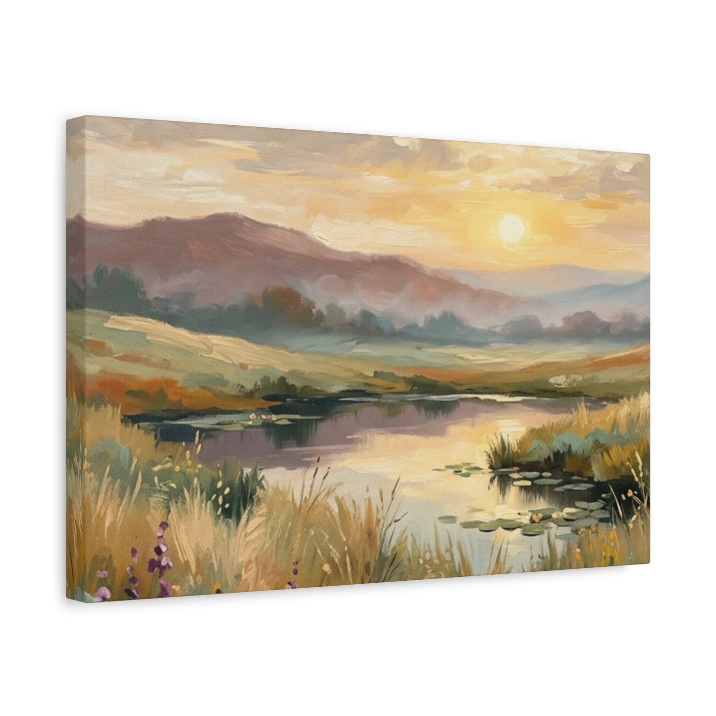 Sunset Meadow Canvas Wall Art — Stretched Matte Landscape Print
