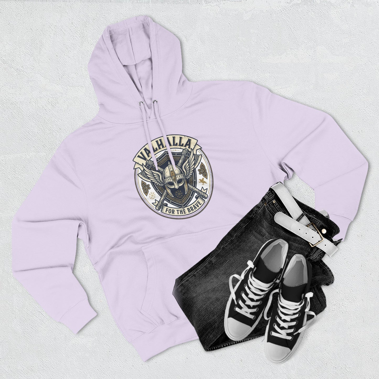 Viking Valhalla Skull Hoodie – "For the Brave" Graphic Fleece Hoodie