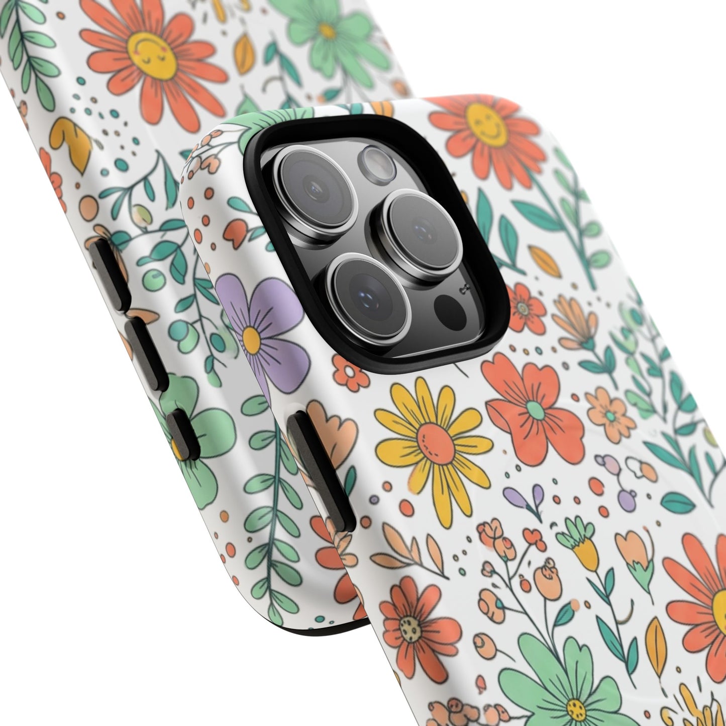Floral Doodle Tough Magnetic Phone Case – Colorful Wildflower Protection