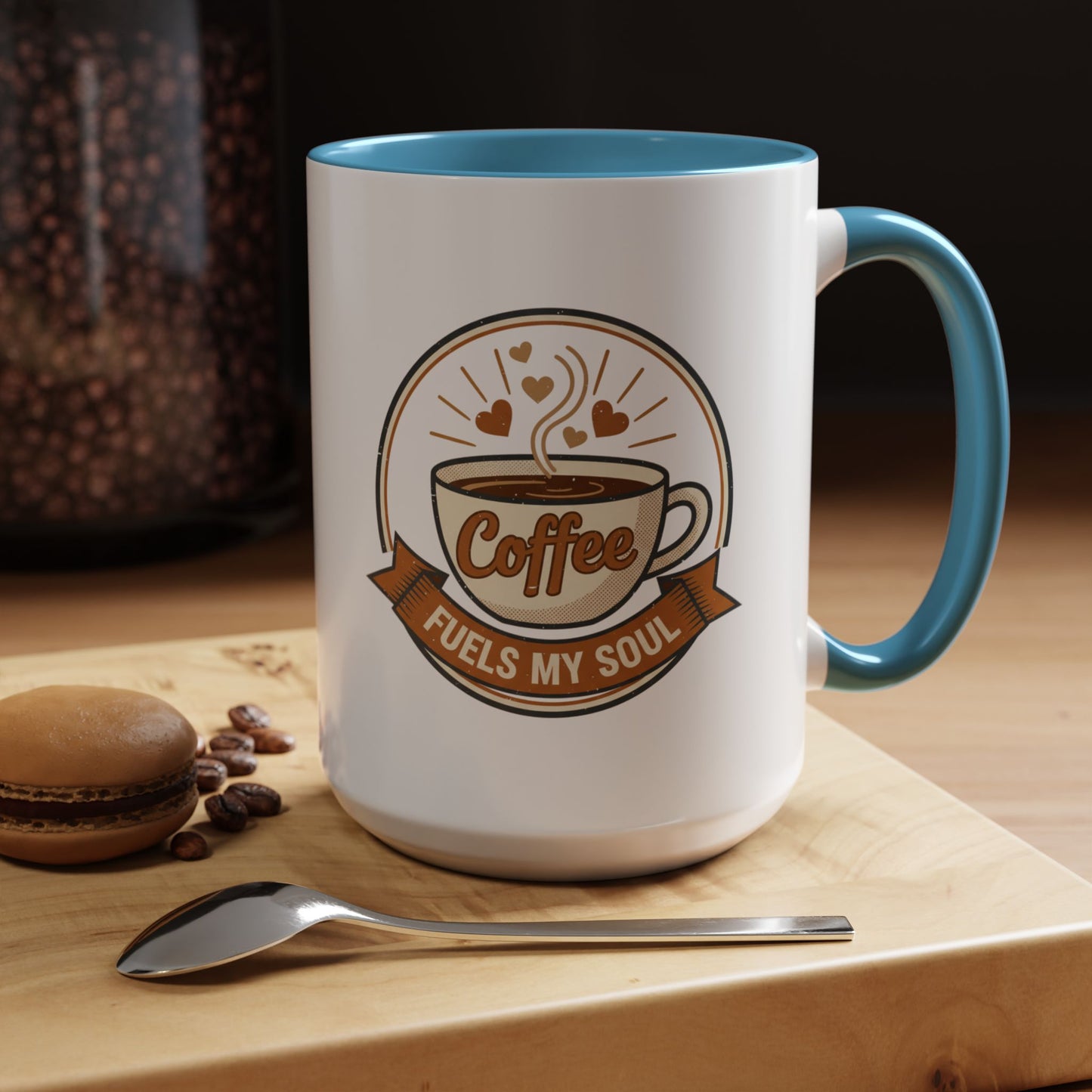 Coffee Mug - "Coffee Fuels My Soul" Accent Ceramic Mug (11/15oz)
