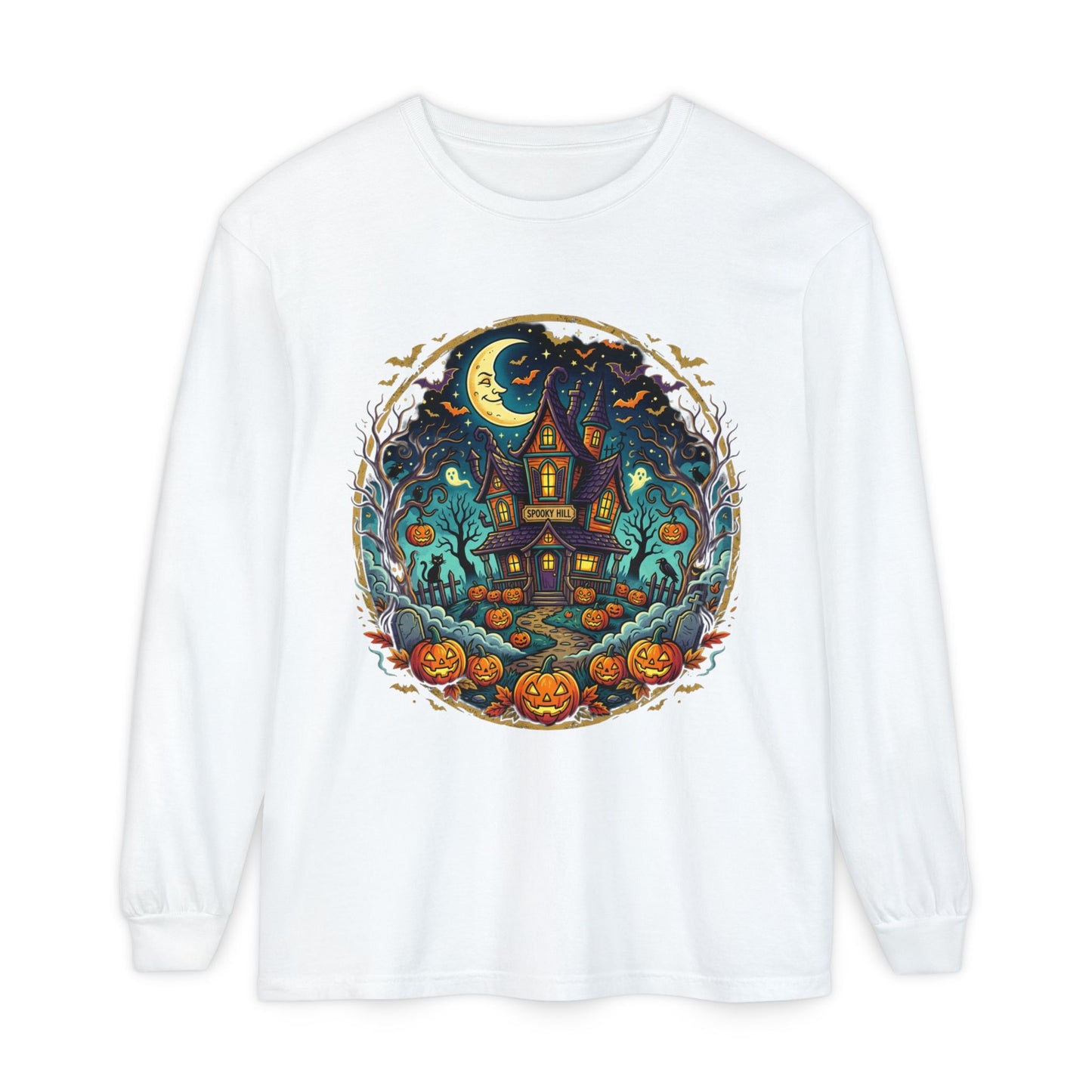Haunted House Halloween Long Sleeve Tee