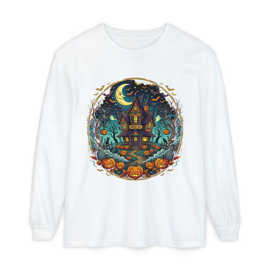Haunted House Halloween Long Sleeve Tee