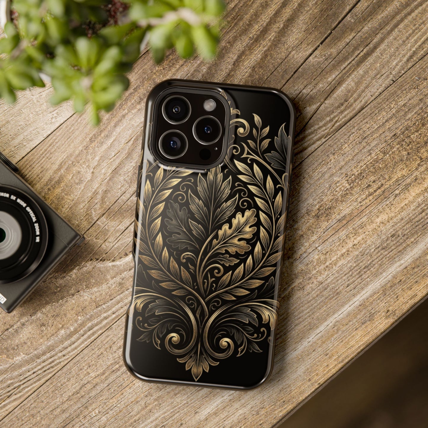 Baroque Gold Leaf Phone Case — Impact-Resistant Protective Cover