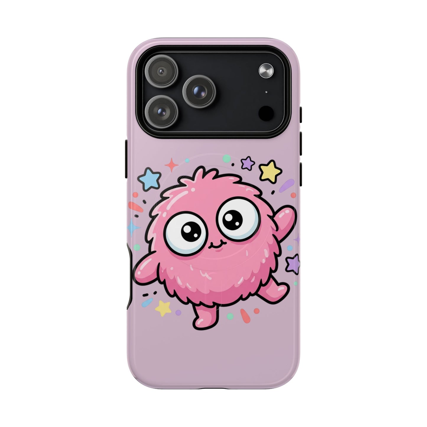 Cute Pink Fuzzy Monster Tough Magnetic Phone Case — Cute Kawaii Protective iPhone Cover