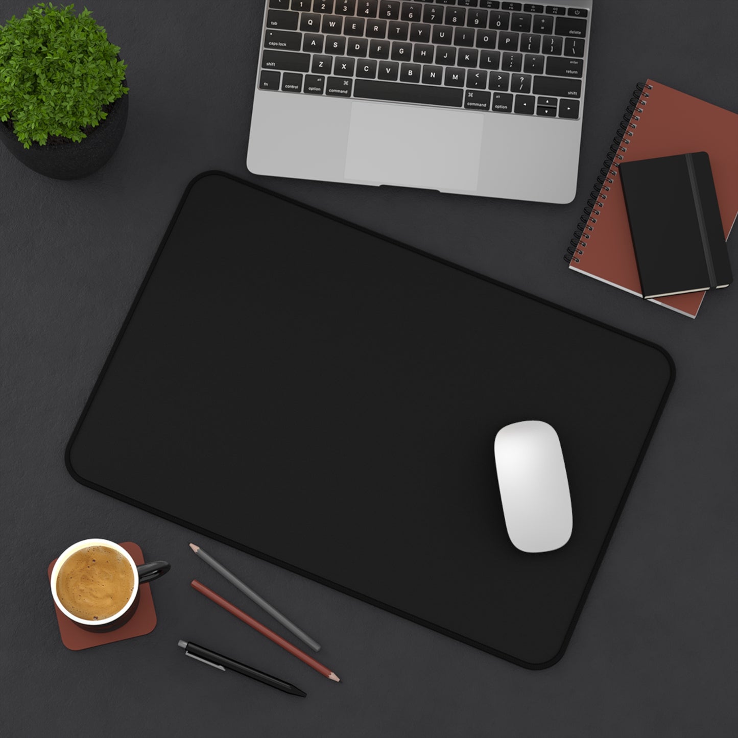 Solid Black Desk Mat | Large Mouse Pad, Waterproof Surface