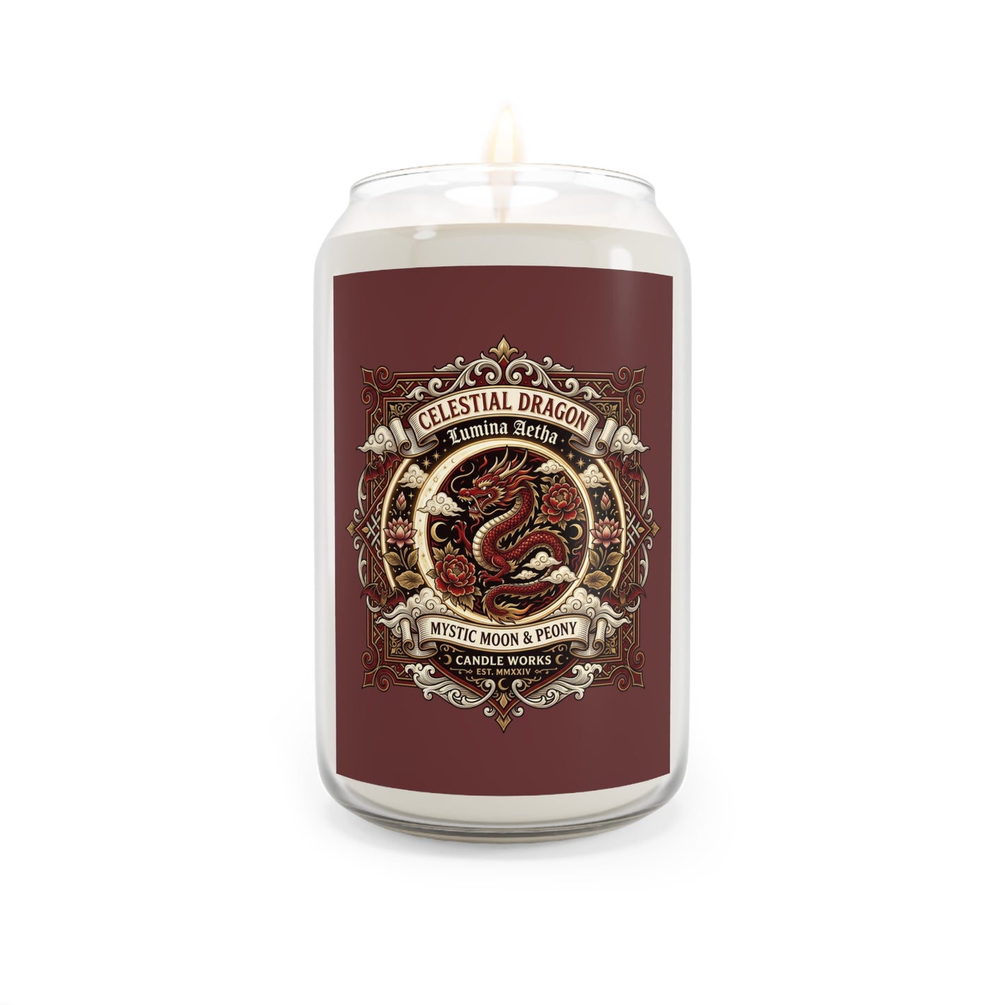 Celestial Dragon Scented Soy Candle — Mystic Moon & Peony, 13.75 oz