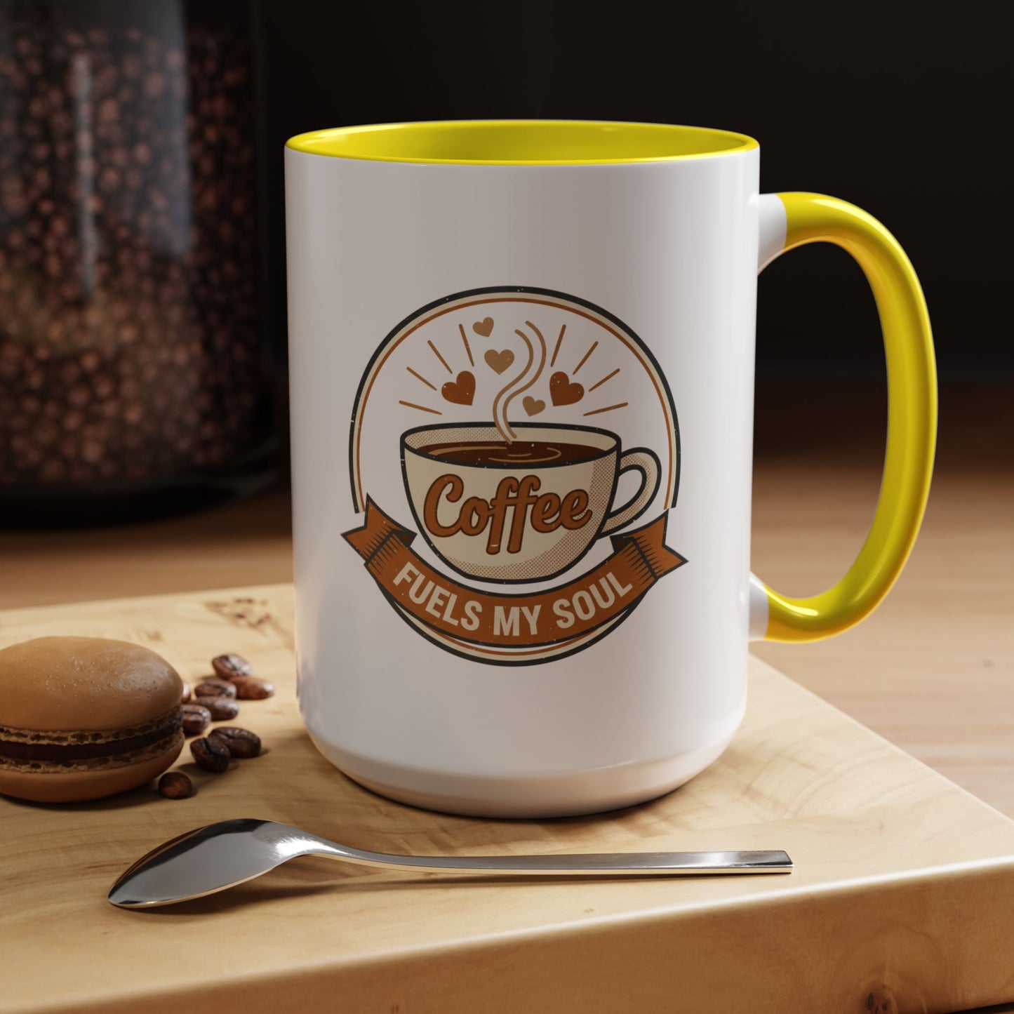 Coffee Mug - "Coffee Fuels My Soul" Accent Ceramic Mug (11/15oz)