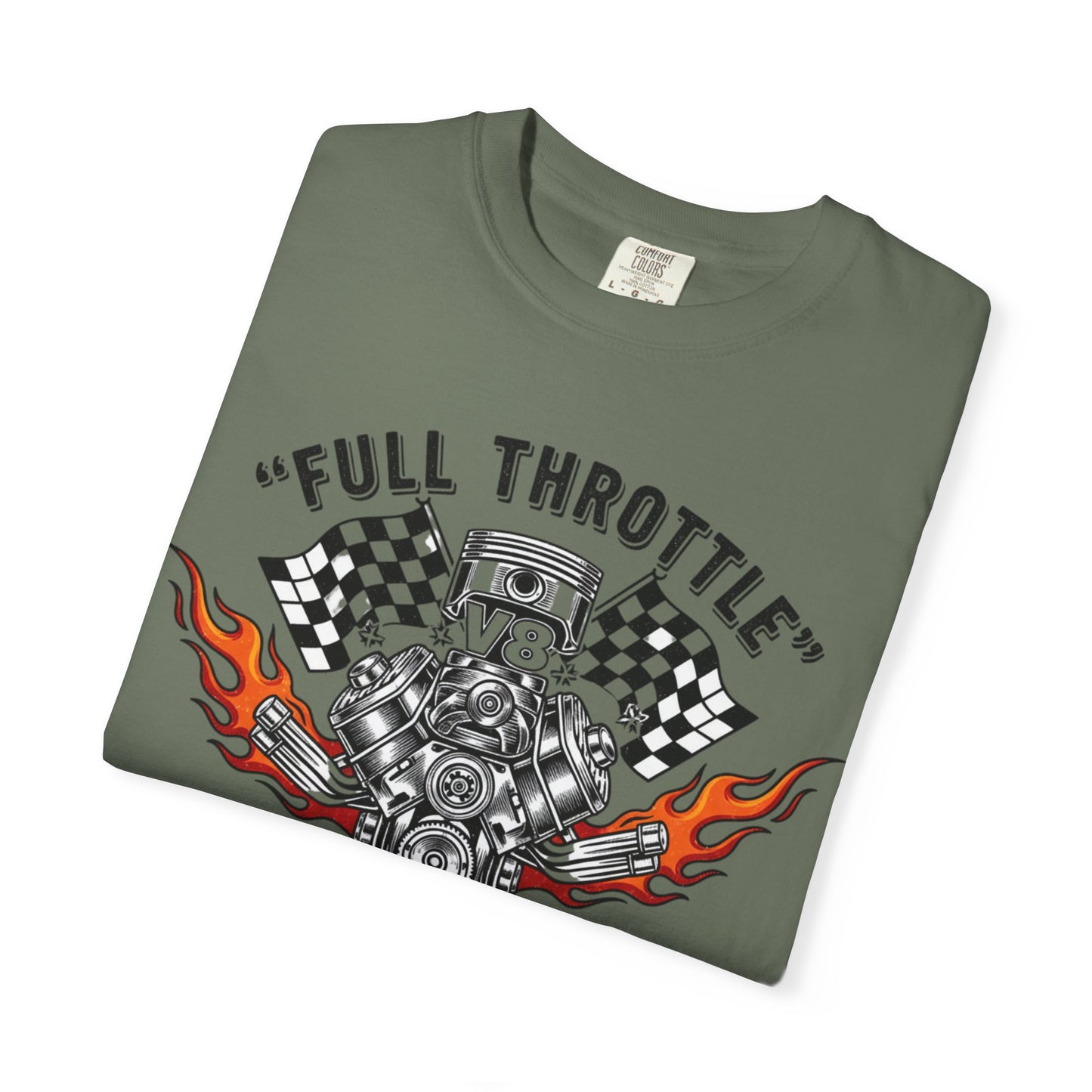 Full Throttle V8 Engine T-shirt | Racing Flags, Flames