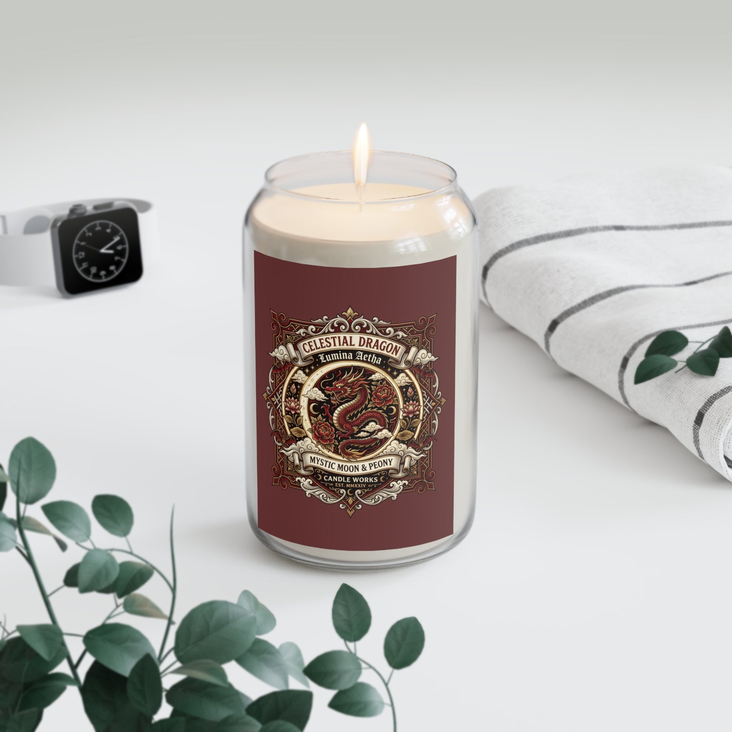 Celestial Dragon Scented Soy Candle — Mystic Moon & Peony, 13.75 oz
