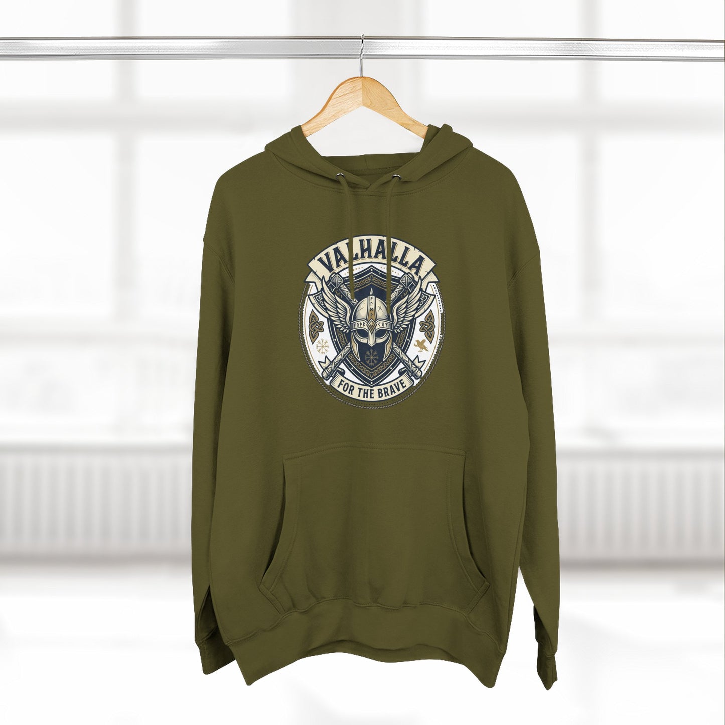 Viking Valhalla Skull Hoodie – "For the Brave" Graphic Fleece Hoodie