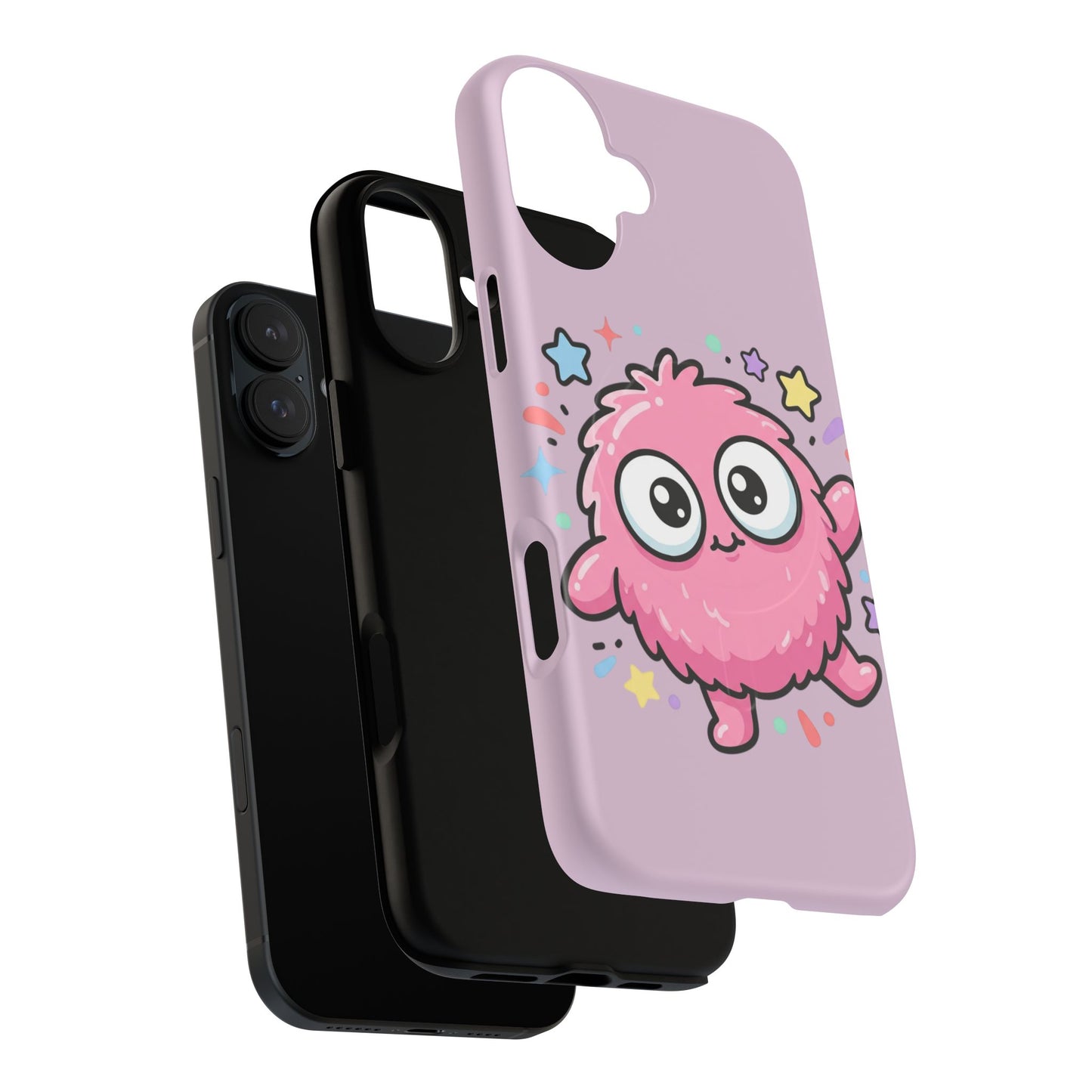 Cute Pink Fuzzy Monster Tough Magnetic Phone Case — Cute Kawaii Protective iPhone Cover