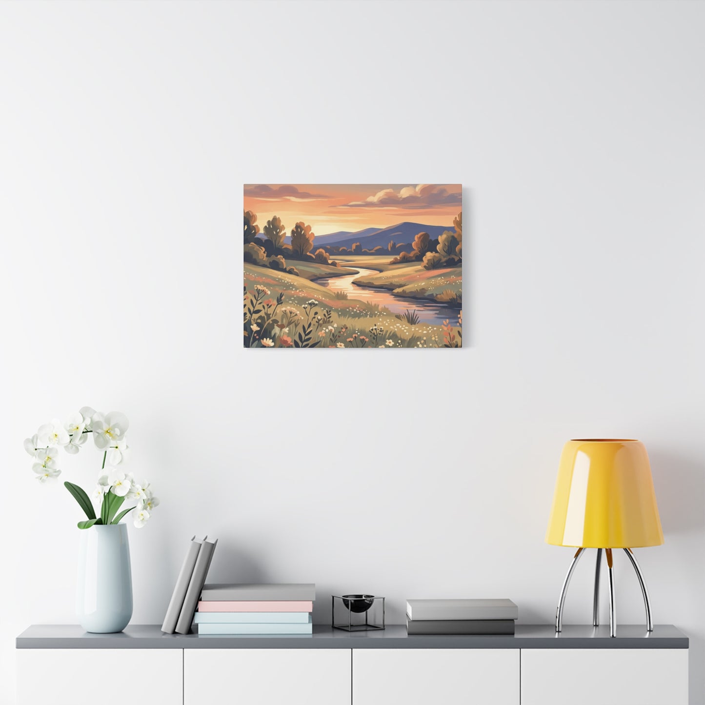 Sunset Meadow Canvas Wall Art