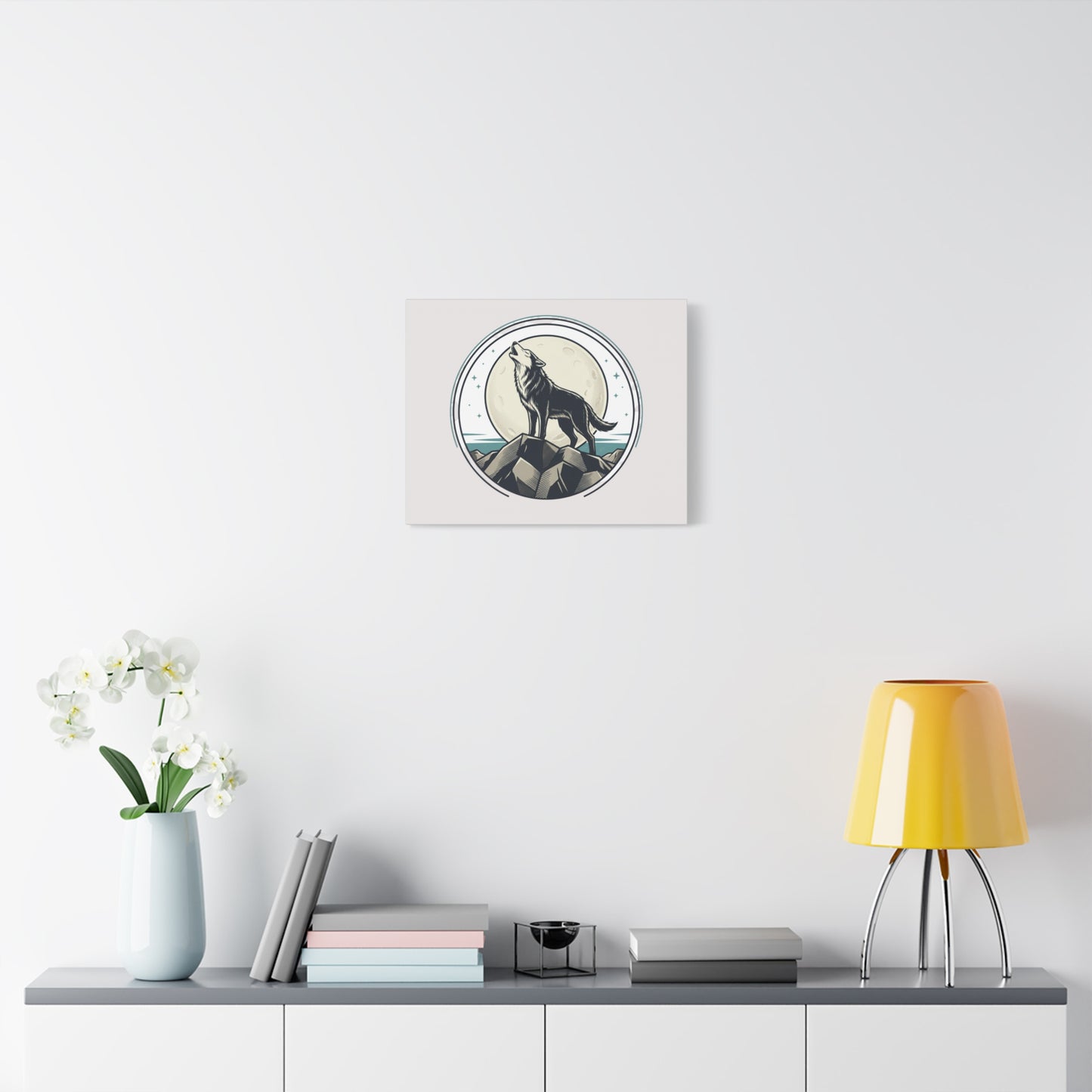 Howling Wolf Canvas Wall Art — Moonlit Wilderness Matte Stretched Print