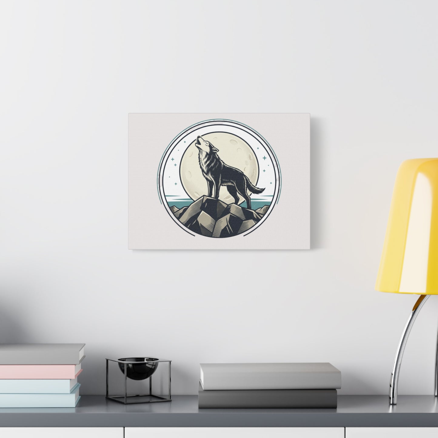 Howling Wolf Canvas Wall Art — Moonlit Wilderness Matte Stretched Print