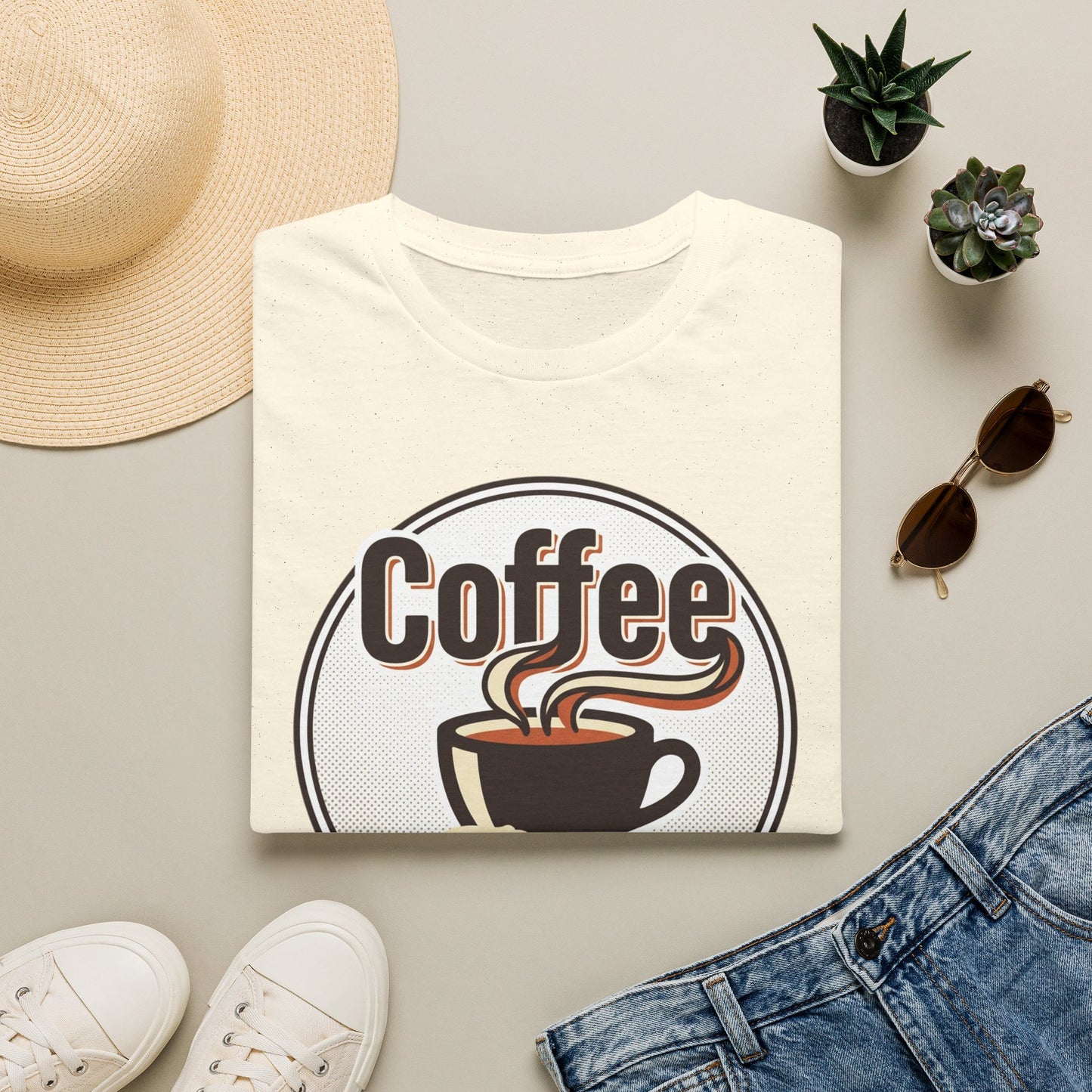 Coffee First T-Shirt — Retro Coffee Cup Graphic Tee for Coffee Lovers