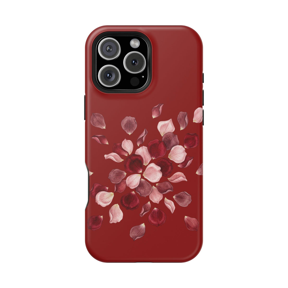 Phone Case — Red Floral Petal Magnetic Impact-Resistant Cover