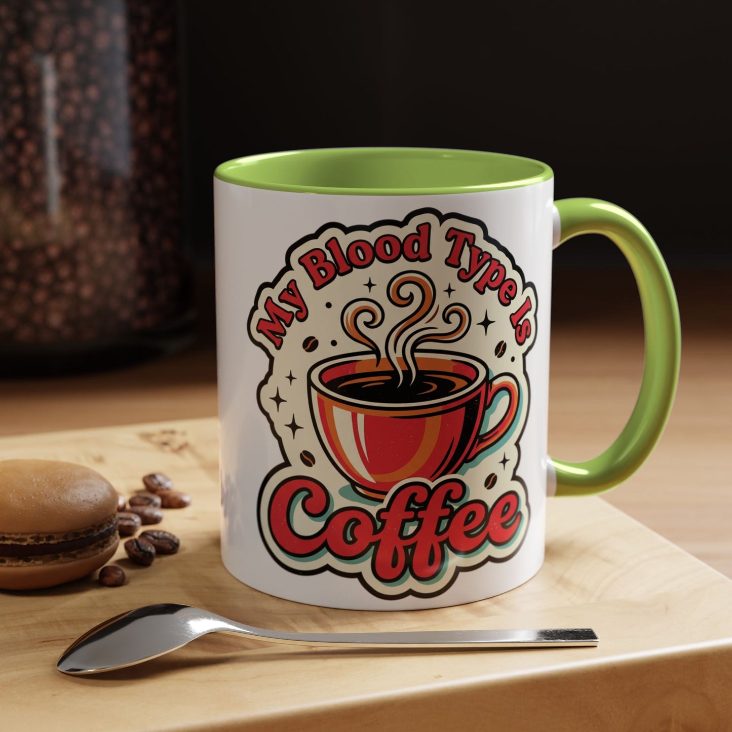 Coffee Mug - "My Blood Type Is Coffee" Accent Ceramic Mug (11oz & 15oz)