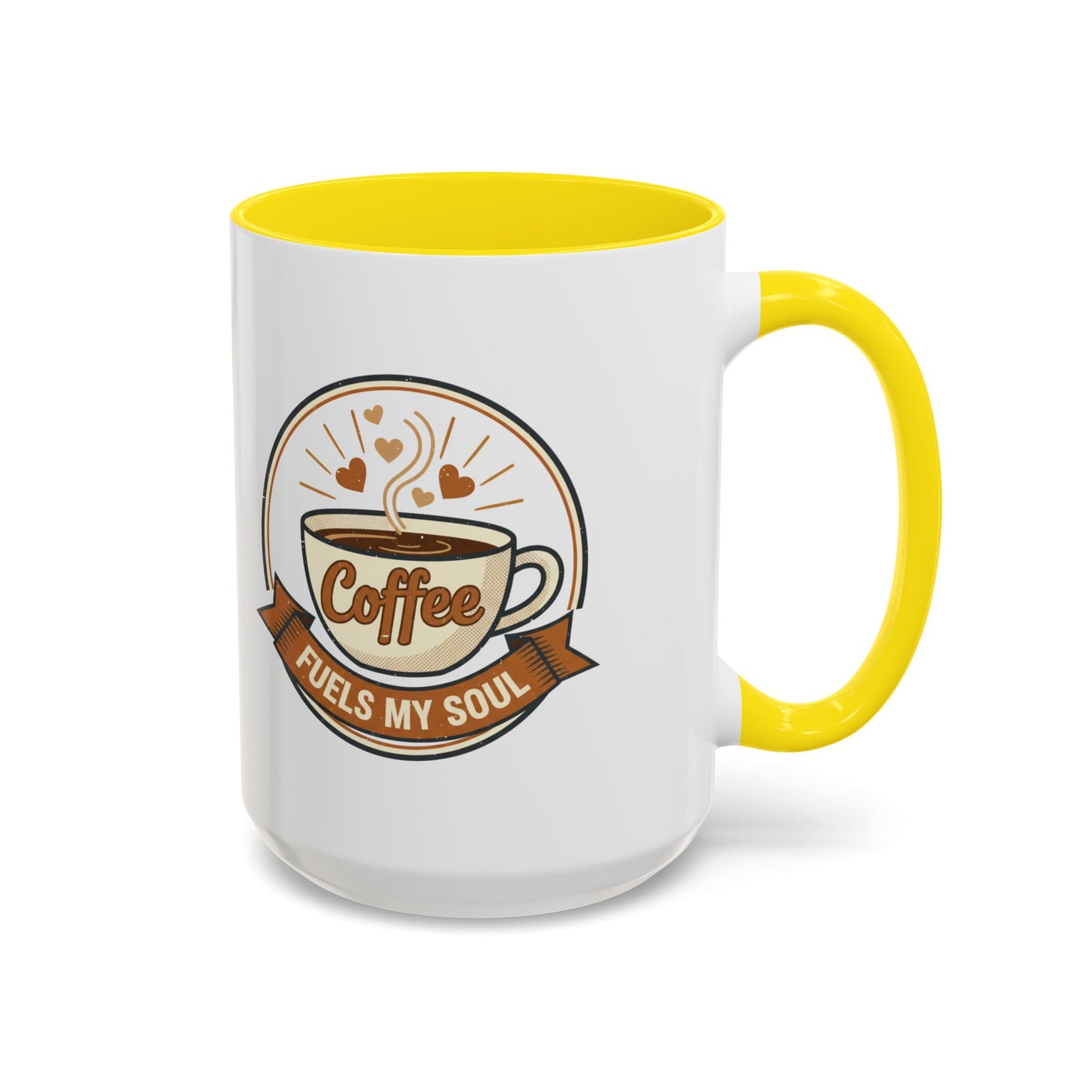 Coffee Mug - "Coffee Fuels My Soul" Accent Ceramic Mug (11/15oz)
