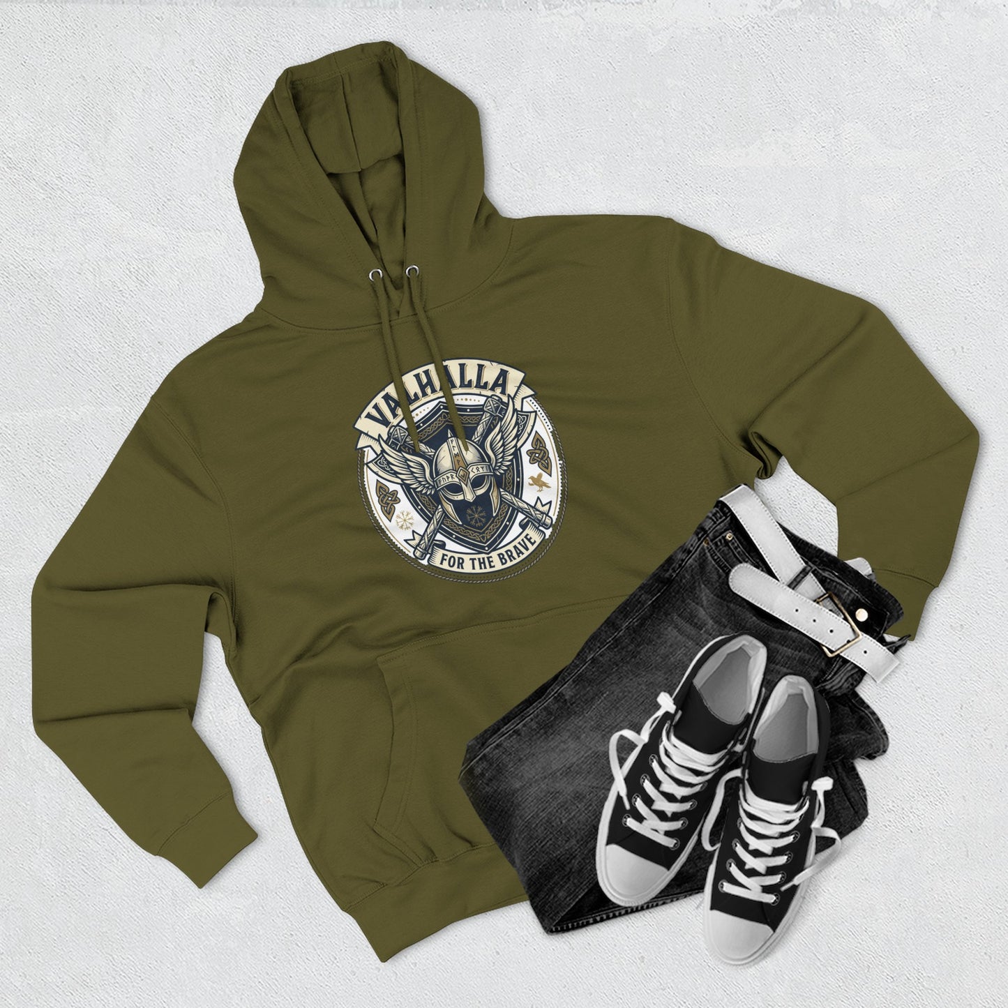 Viking Valhalla Skull Hoodie – "For the Brave" Graphic Fleece Hoodie