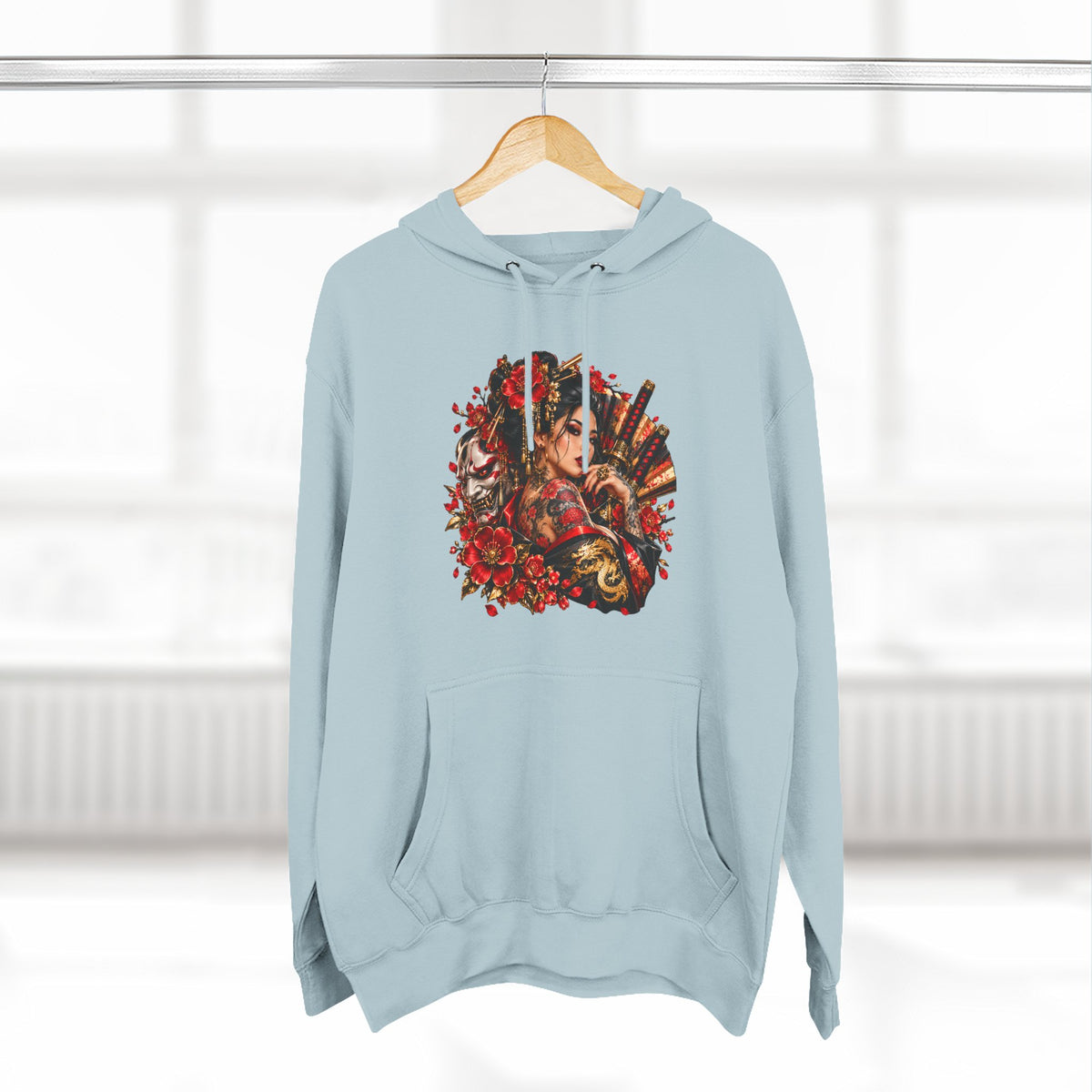 Floral Skull Hoodie — Gothic Rose Graphic Fleece Hoodie