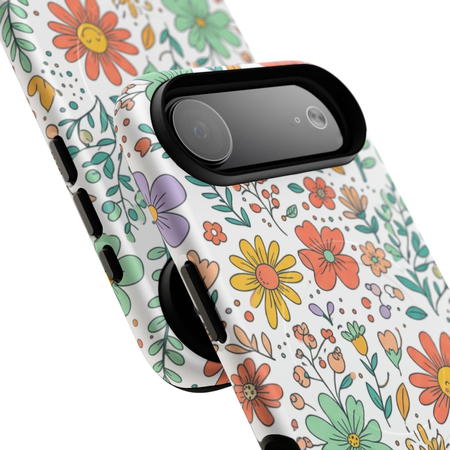 Floral Doodle Tough Magnetic Phone Case – Colorful Wildflower Protection