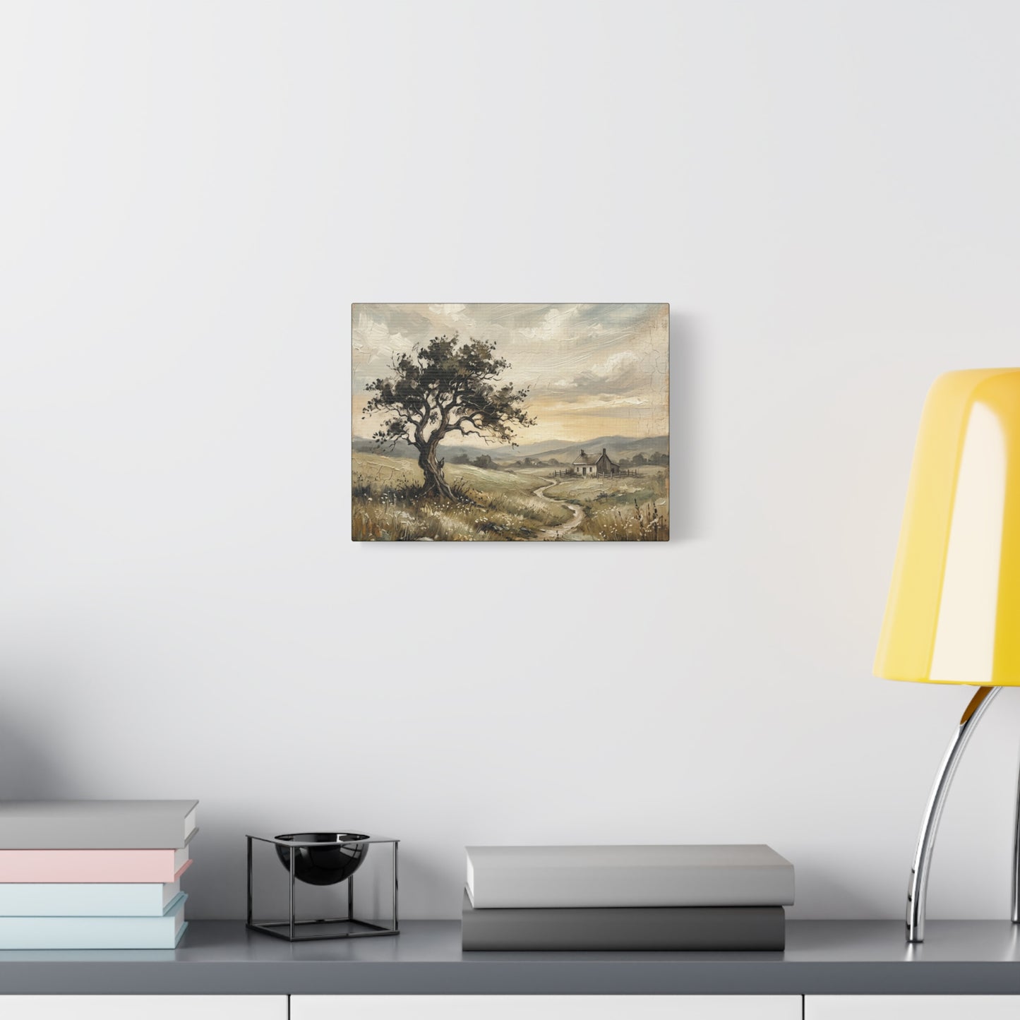 Rustic Countryside Canvas Wall Art — Serene Landscape Matte Stretched Canvas Print