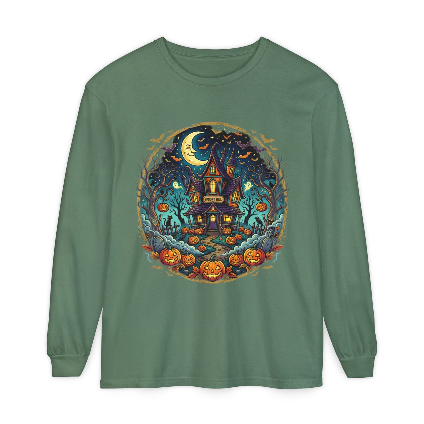 Haunted House Halloween Long Sleeve Tee