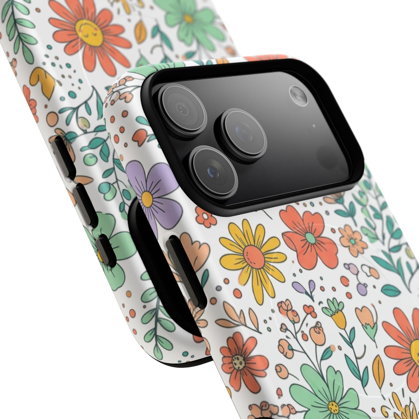 Floral Doodle Tough Magnetic Phone Case – Colorful Wildflower Protection