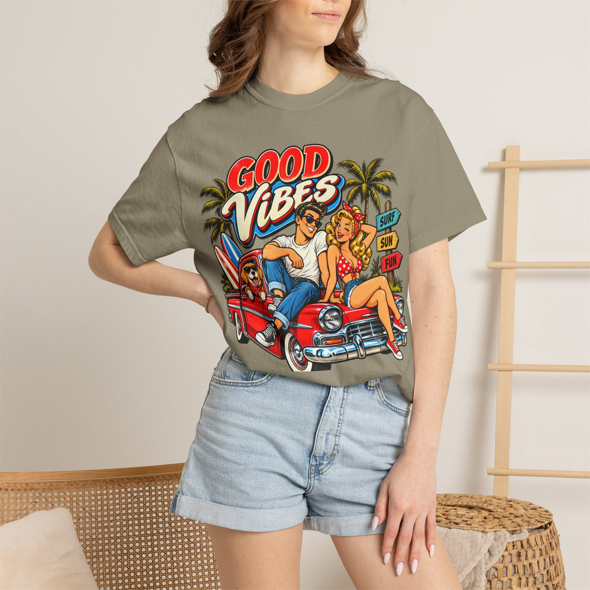 Good Vibes Retro Beach T-Shirt