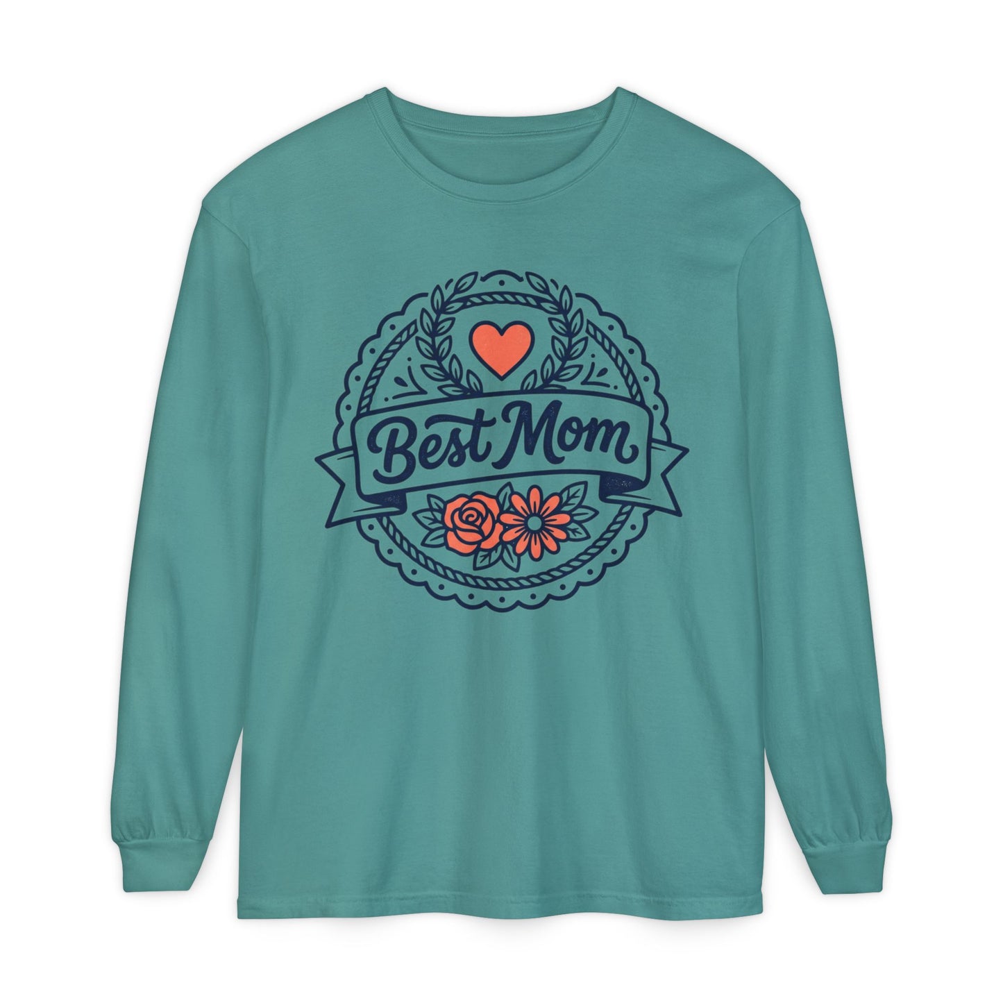 Best Mom Long Sleeve T-Shirt — Floral Heart Mother's Day Tee