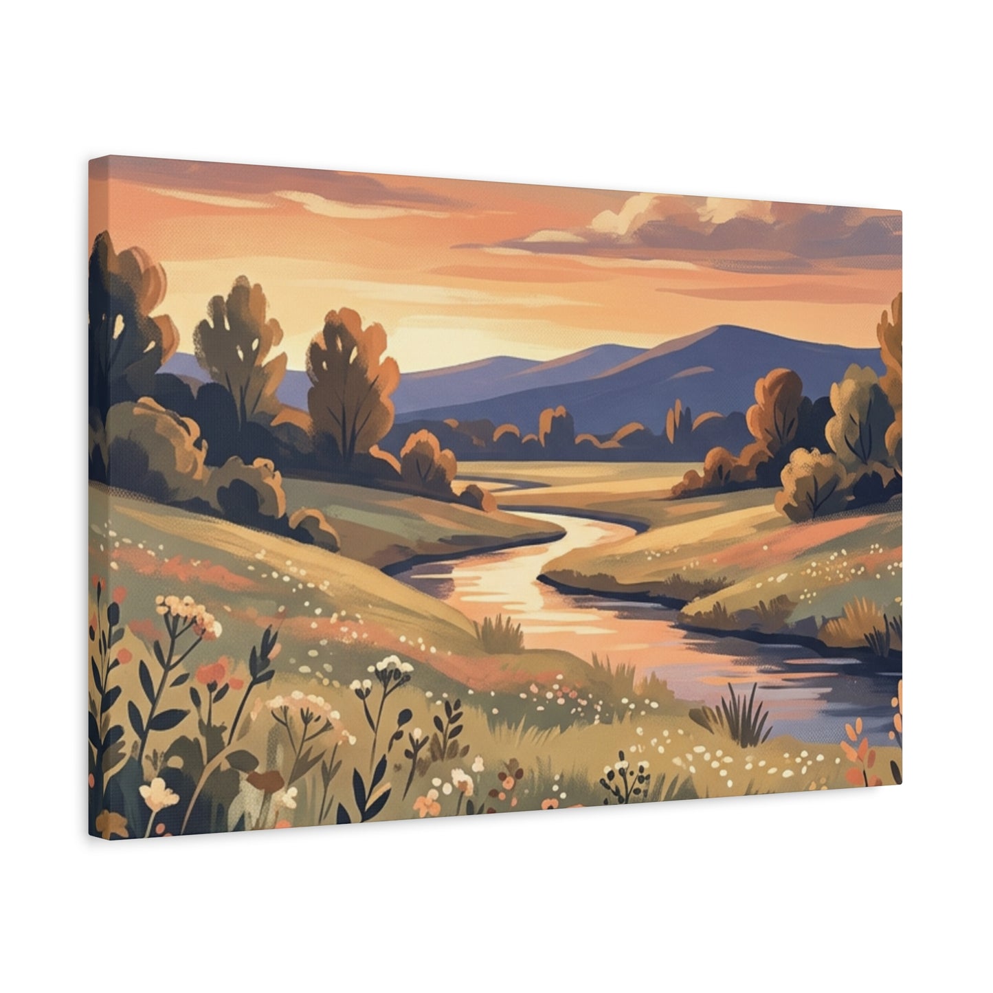 Sunset Meadow Canvas Wall Art