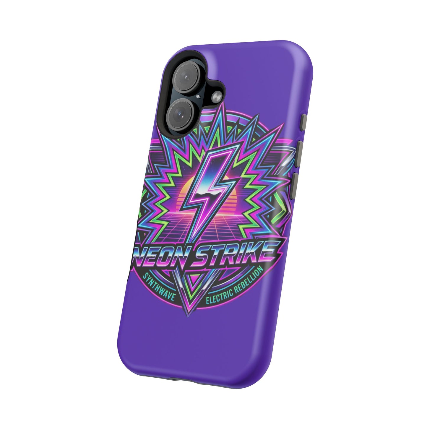 Neon Strike Phone Case — Retro 80s Lightning Magnetic Impact-Resistant Cover