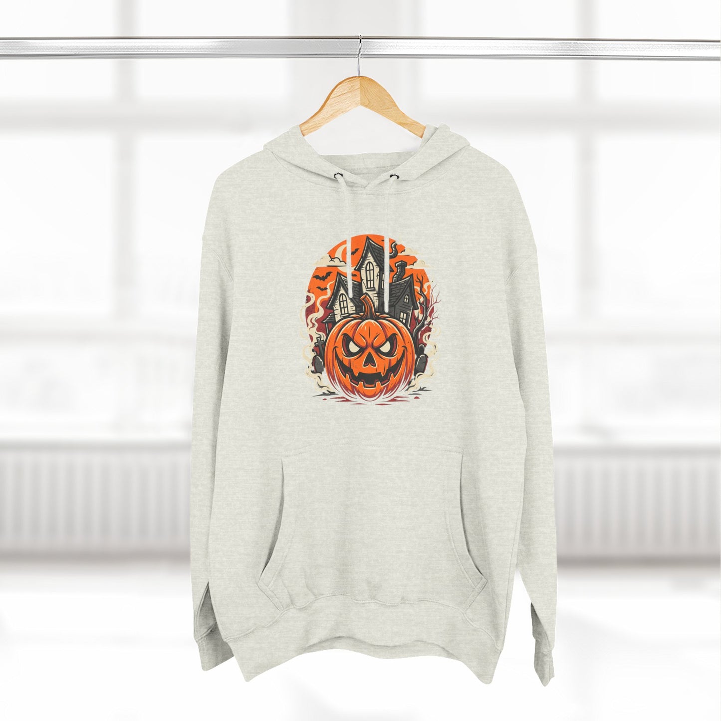 Halloween Pumpkin Hoodie — Jack-O'-Lantern Haunted House Fleece Hoodie