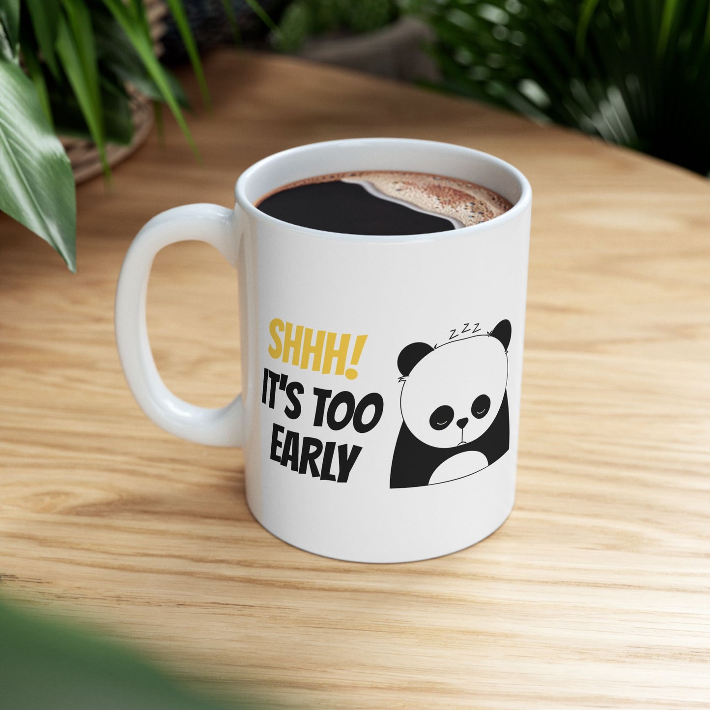 Cute Sleeping Panda Ceramic Mug — "Shhh... It’s Too Early" Coffee Cup (11oz & 15oz)