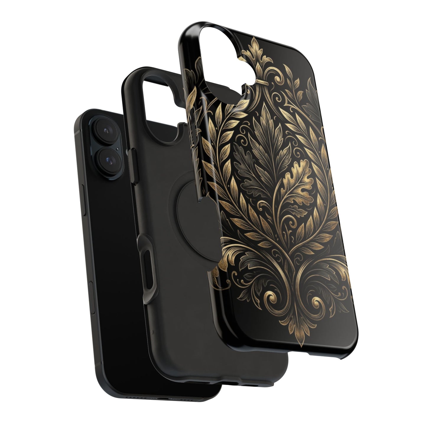 Baroque Gold Leaf Phone Case — Impact-Resistant Protective Cover