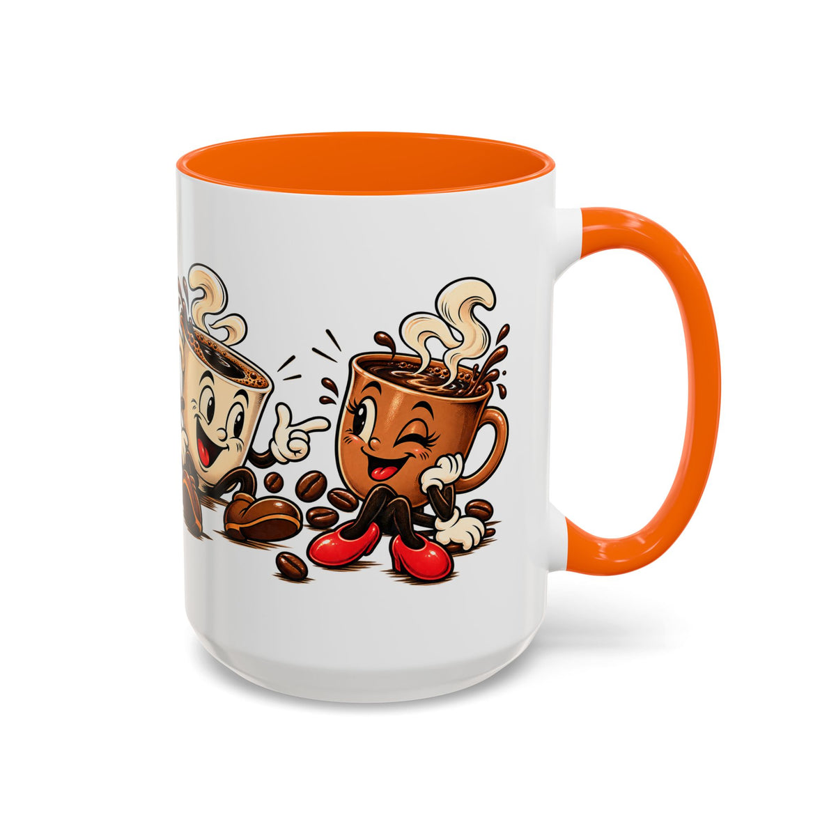 Coffee Cartoon Mug — Cute Dancing Coffee Cups Accent Mug