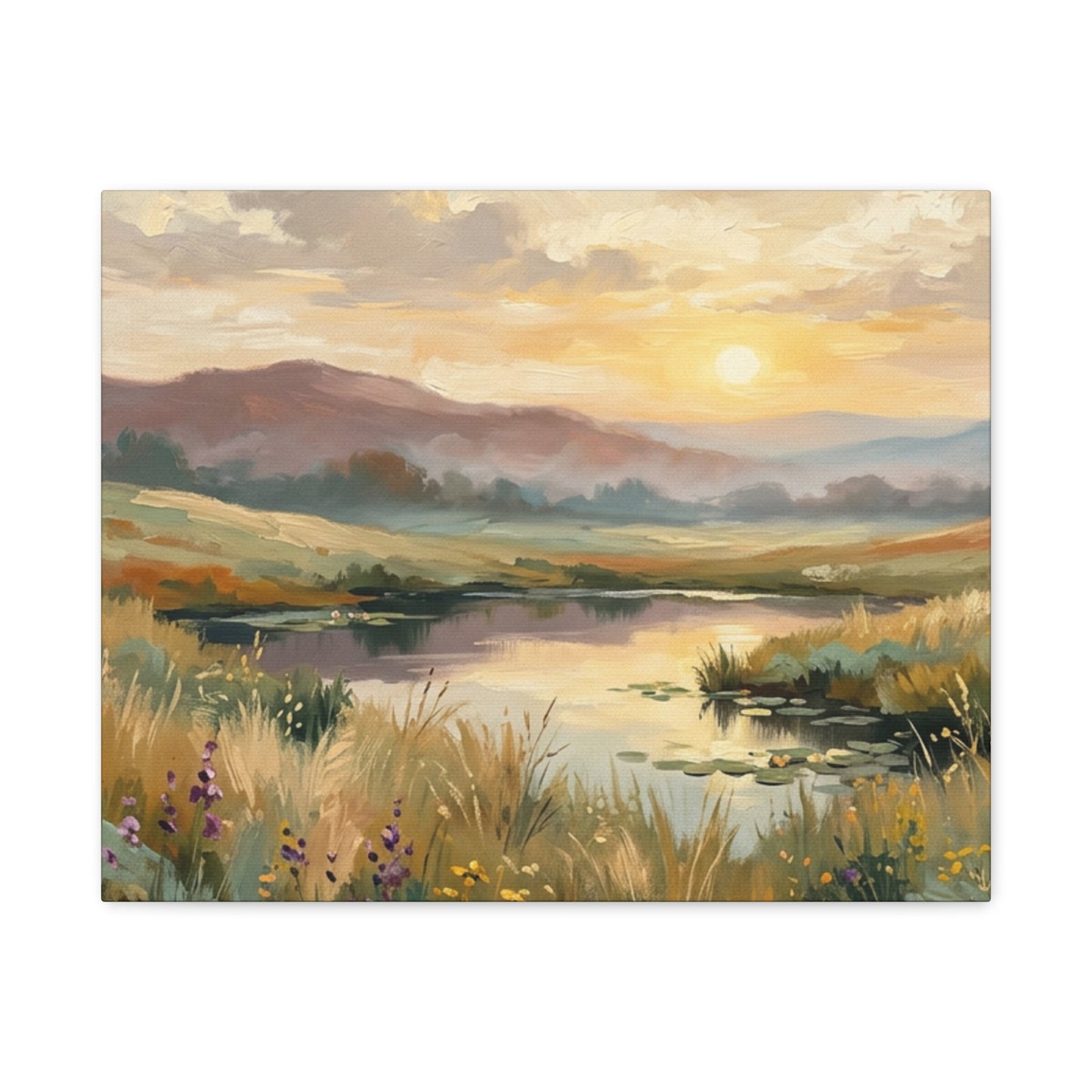 Sunset Meadow Canvas Wall Art — Stretched Matte Landscape Print