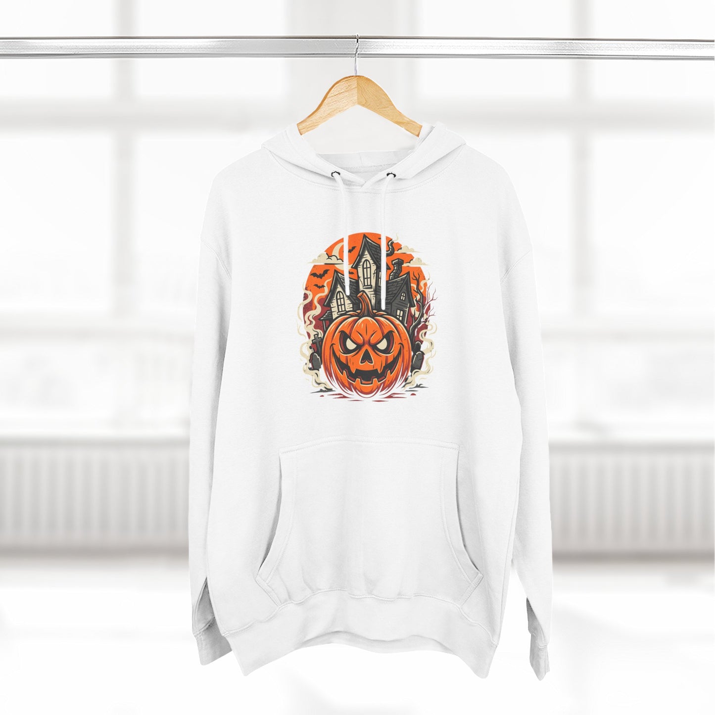 Halloween Pumpkin Hoodie — Jack-O'-Lantern Haunted House Fleece Hoodie