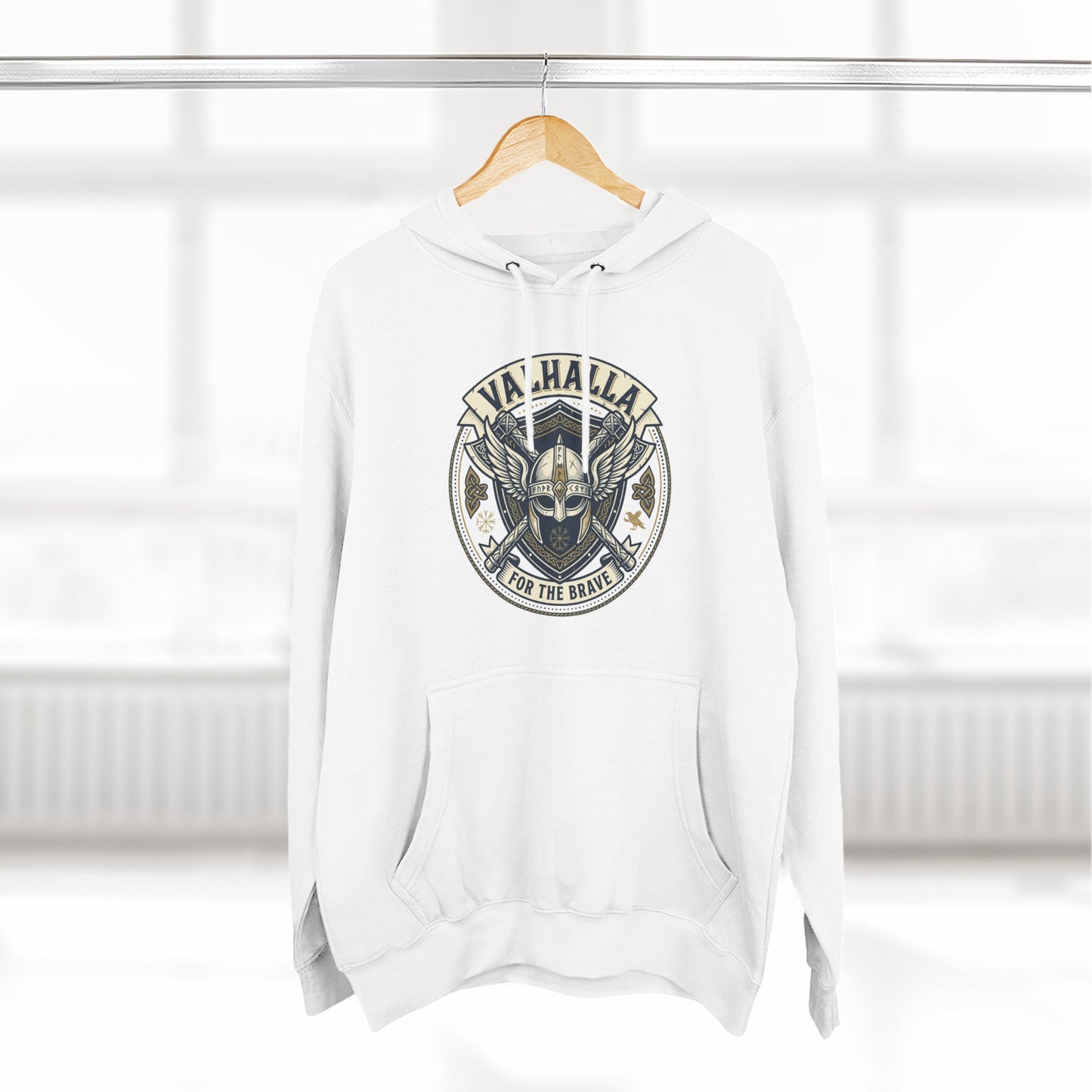 Viking Valhalla Skull Hoodie – "For the Brave" Graphic Fleece Hoodie