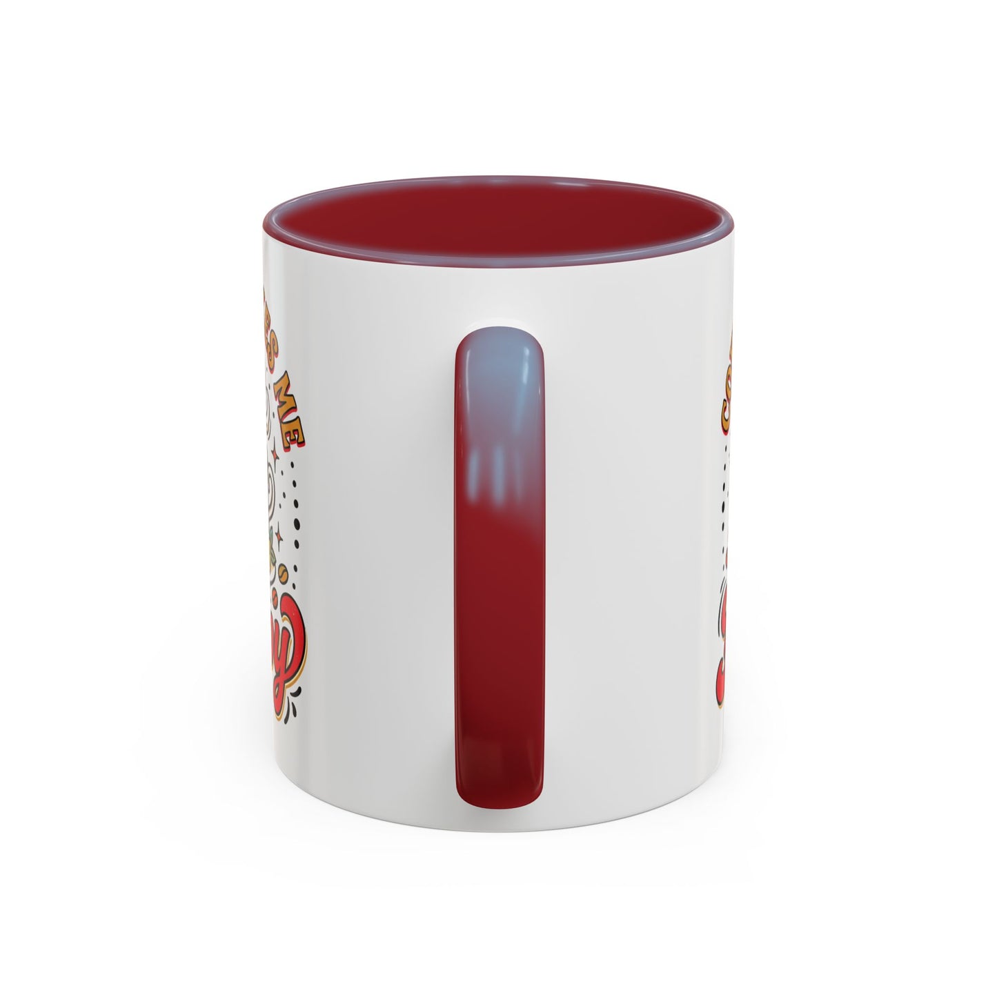 Coffee Mug — "Coffee Makes Me Happy" Cute Retro Accent Mug (11/15oz)