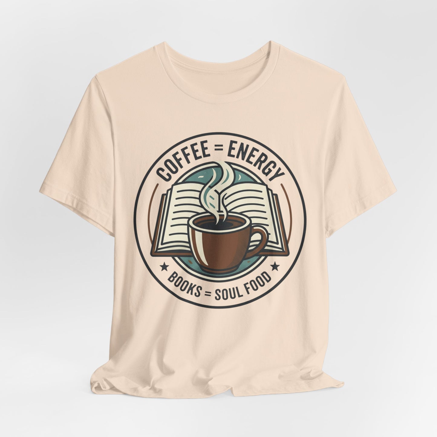 Coffee & Books T‑Shirt — “Coffee = Energy • Books = Soul Food” Literary Café Tee