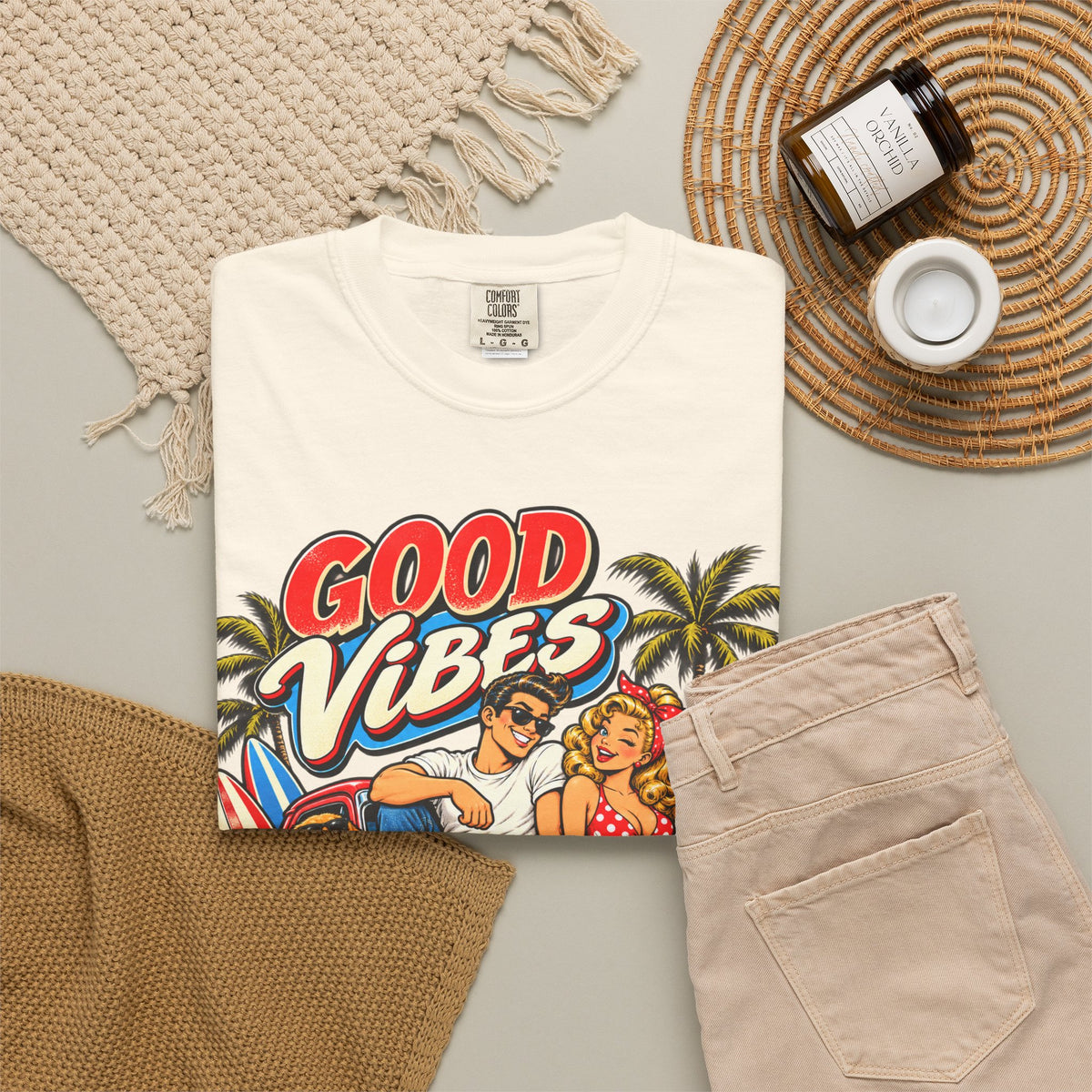 Good Vibes Retro Beach T-Shirt