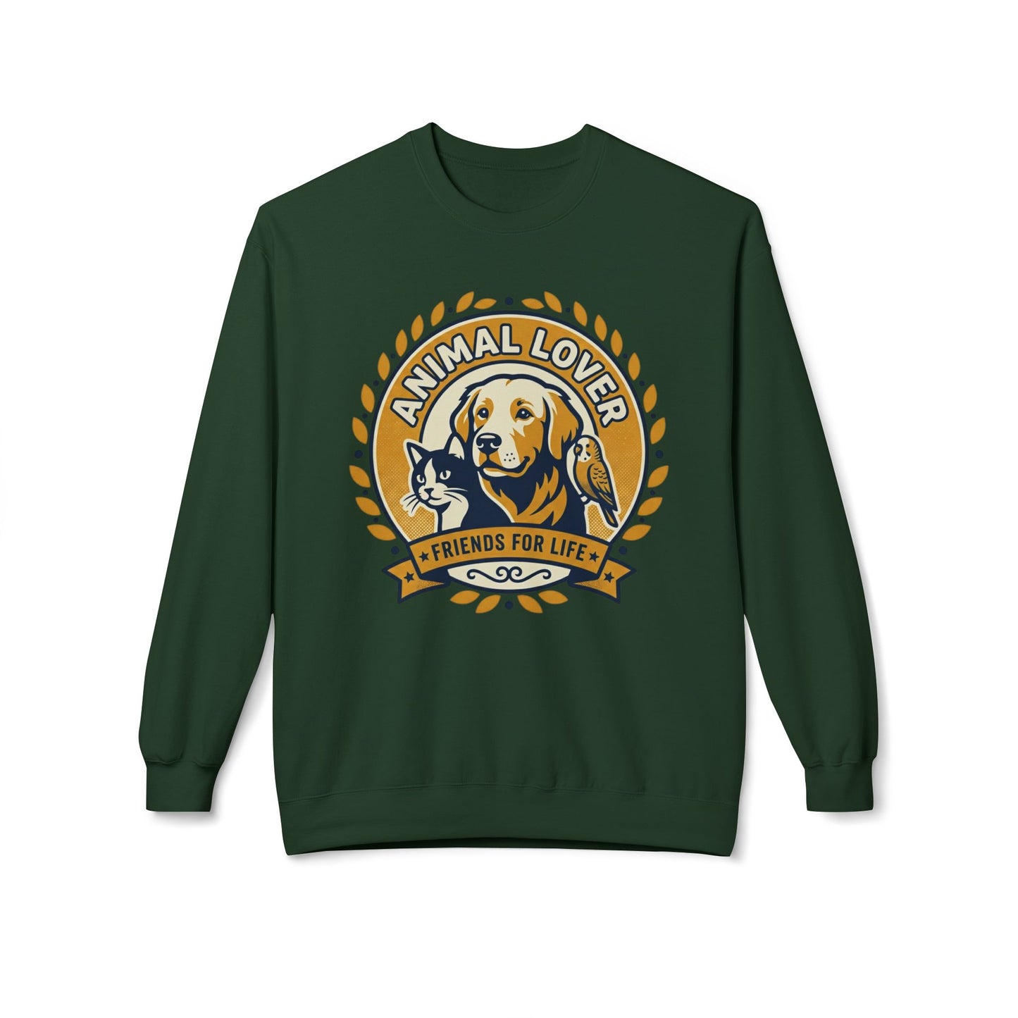 Animal Lover Crewneck Sweatshirt — "Animal Lover • Friends for Life" Graphic