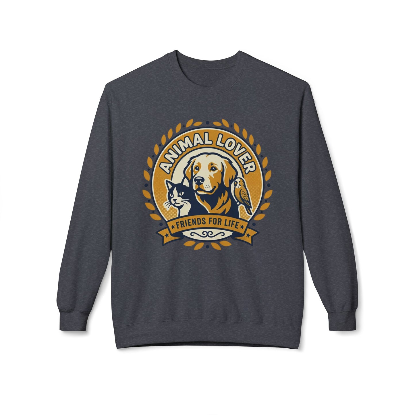Animal Lover Crewneck Sweatshirt — "Animal Lover • Friends for Life" Graphic